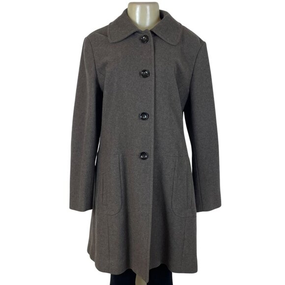 Banana Republic Womens Brown Wool Blend Button-Front Coat Sz XL - Picture 1 of 8